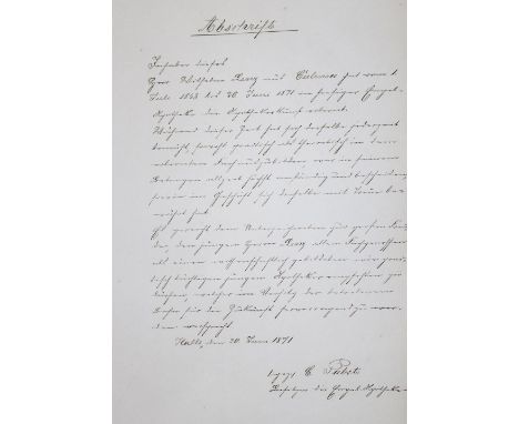 Lenz, Wilhelm Georg Leberecht,: Apotheker (1852-1916). Dokumentenmappe mit zahlr. Abschriften von Dokumenten zur Karriere von