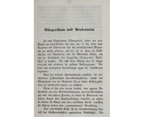 Marx,K.: Bürgerthum und Proletariat. S. 215-217 in Demokratisches Taschenbuch für 1848. Tarntitel: Gesammelte Kleine Schrifte