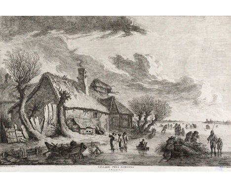 Weirotter, Franz Edmund: (1730 Innsbruck - Wien 1771). Village prês d'Anvers. Radierung auf Bütten bei F.Basan, Paris. Plgr. 