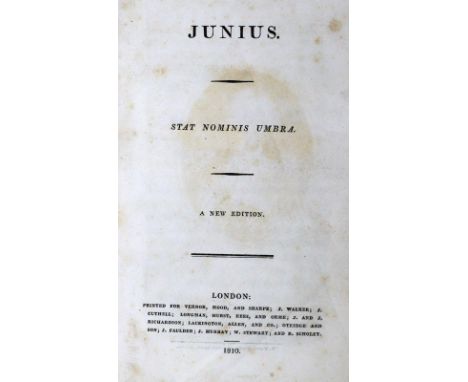 Junius.: Stat nominis umbra. A new edition. London, für Vernor u.a. 1810. Mit 12 gest. Portrait-Taf. XXXI S., 2 Bl., 380 S. L