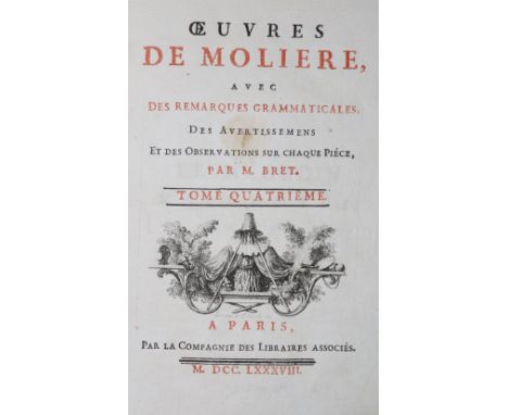 Moliere,J.B.: Oeuvres. Avec des remarques grammaticales; des avertissemens et des observations sur chaque piece, par Bret. 6 