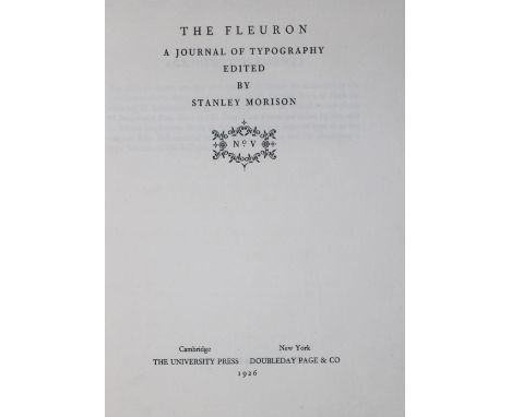 Fleuron, The.: A journal of typography, edited by Oliver Simon. Bde. 1-6 (von 7) in 6 Bdn. London 1923-28. 4°. Mit zahlr. tls