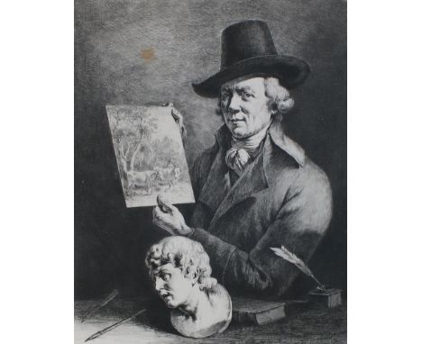 Boissieu, Jean Jacques: (1736 Lyon 1810). 4 Portraits. Radierungen auf aufgewalztem China . Blgr. je 59 x 43 cm. 3 Bl. mit de
