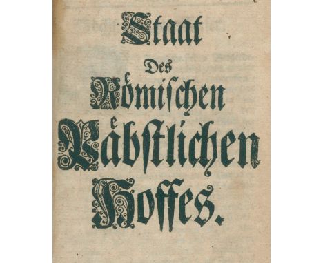 (Gude,H.L.).: Sammelband mit 9 Schriften. (Halle, Renger 1708). Ldr. d. Zt. (Etw. berieb.).  ╔Enthält:╗ Staat des Römischen P