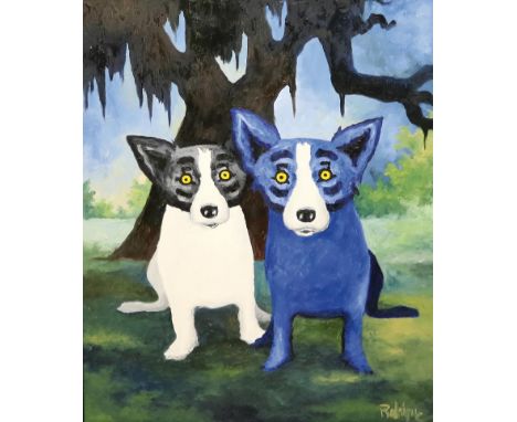 Rodrigue, George: (New Iberia 1944 - 2013 Houston). Mirror Image. Öl auf Leinwand. Sign., nicht dat. (um 1995). 60,8 x 51 cm.