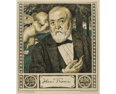 Hans Thoma.: Portrait. Radierung v. Hans Adolf Bühler. In Bleistift sign. 23,8 x 16,7 cm   ╔Dabei: Ernst Würtenberger.╗ Portr