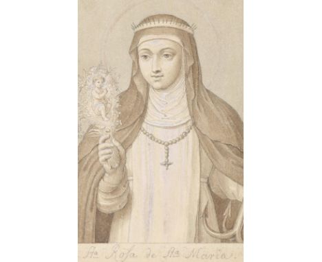 Schnorr von Carolsfeld, Ludwig Ferdinand: (1788 Königsberg - Wuen 1853). Hl. Rosa von Lima mit Dornenkrone, Anker, u. Christu