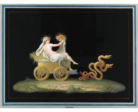 Santoloni, Felice: (18./19.Jhdt. um 1800 in Italien geboren). Cerere - Sileno. 2 Gouache auf Papier nach G.Romano. Ca. 36 x 4