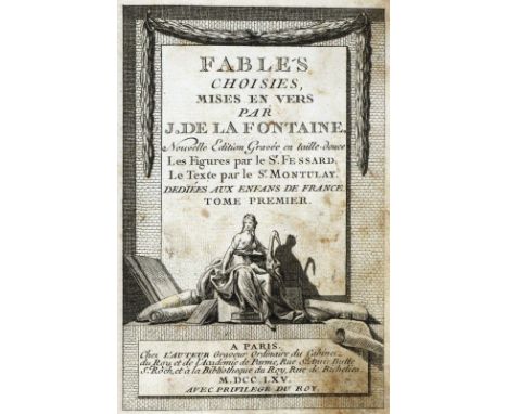 La Fontaine,J.de.: Fables choisies, mises en vers. Nouvelle Edition. Bd. 1 (v.6). Paris 1765. Mit Kupfertitel, zahlr. gest. V