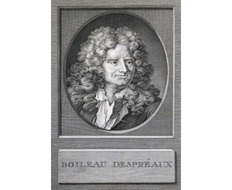 Boileau Despreaux,(N.).: Oeuvres. Paris, Crapelet 1798. 4°. Mit gest. Portrait-Front. u. 8 Kupfertaf. nach Monsiau. 2 Bl., 18
