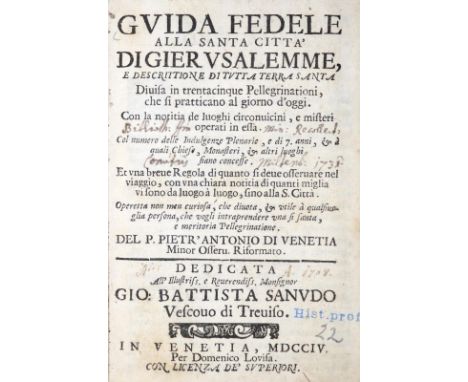 Venezia,P.A.: Guida Fedele Alla Santa Citta di Gierusalemme, e Descrittione di Tutta Terra Santa. Venedig, Lovisa 1704. Mit 1