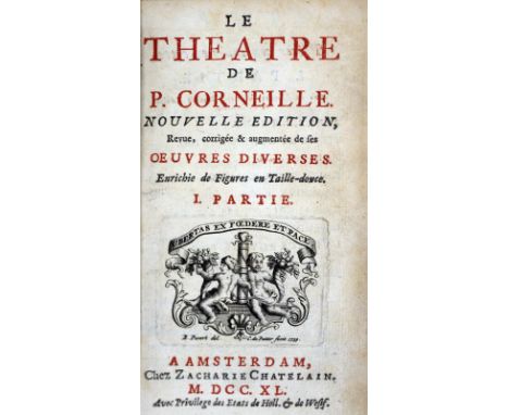 Corneille,P.: Le Theatre. Nouvelle ed. Revue, corr. &amp; augmentee. 5 Bde. Amsterdam, Chatelain 1740. 12°. Mit 1 gest. Titel