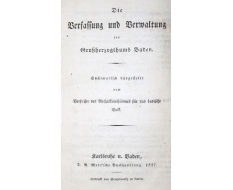 (Schmidt,J.W. u. P.Wund).: Geographisch statistisch, topographische Beschreibung von dem Kurfürstenthum Baden. 3 Tle. in 1 Bd