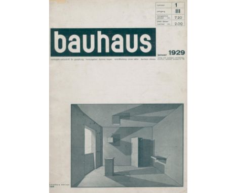 Bauhaus.: Vierteljahr-Zeitschrift für Gestaltung. Hrsg.: Hannes Meyer. Schriftleitung: Ernst Kallai. Jg. 3 in 4 Heften. Dessa