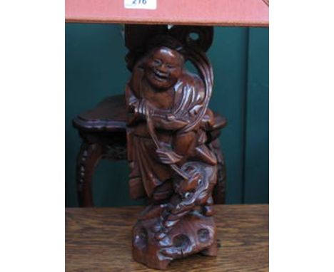 CARVED ORIENTAL STYLE TREEN FIGURE FORM TABLE LAMP 