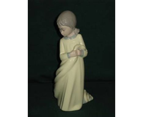 NAO GLAZED CERAMIC FIGURE- GIRL IN YELLOW, APPROXIMATELY 26cm HIGH 