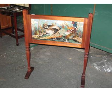 MAHOGANY EMBROIDERED FIRESCREEN 