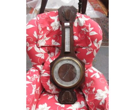 MAHOGANY FRAMED ART DECO STYLE BAROMETER
