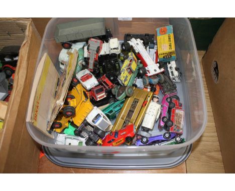 One tray containing a collection of mixed playworn diecast vehicles, to include Dinky Toys, Corgi Toys and others 