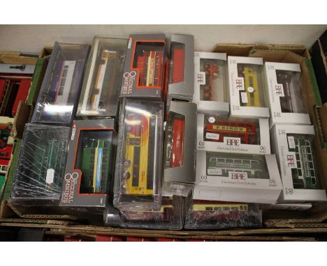 One tray containing a collection of mixed EFE and Corgi Original Omnibus public transport diecasts, examples to include a Bri