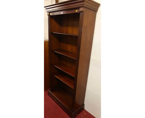 A contemporary cherry wood free standing open book shelf, width 93cmNo woodworm present.No repairs required.One small mark to