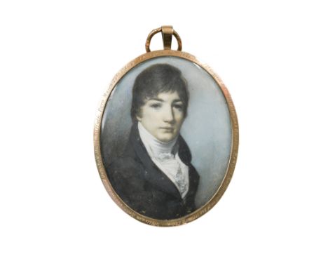 George Engleheart (British, 1750-1829)Portrait miniature of William Henry Robinson of Denston (1784-1826) half length, wearin