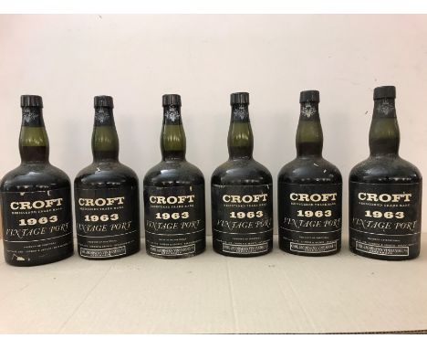 Croft vintage port 1963,6 bottles, Jacobsens Copenhagen slip labelsCondition report: good levels