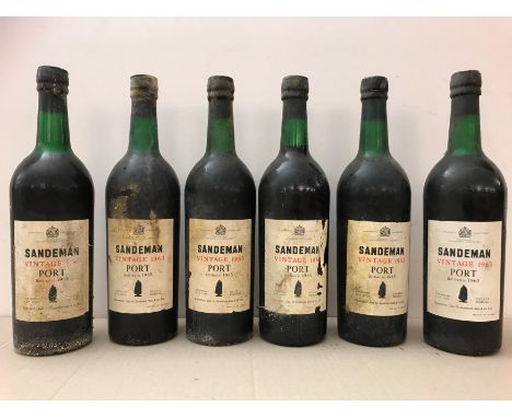 Sandeman's vintage port 1963,12 bottlesCondition report: Levels: 1 upper shoulder, others top shoulder or better