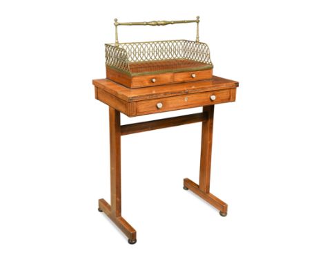 A Regency rosewood Bonheur du jour,the detachable book trough with pierced brass gallery 104 x 61 x 40cmrosewood faded