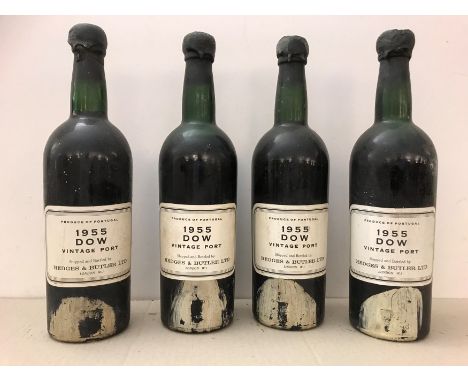 Dow's vintage port 1955,9 bottlesCondition report: English bottled, 2 levels near mid shoulder, others upper shoulder or bett