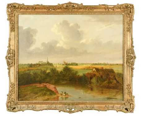 Alfred Stannard (British, 1806-1889)Looking towards Norwich from Blofield signed lower right 'A. Stannard .1875' oil on canva