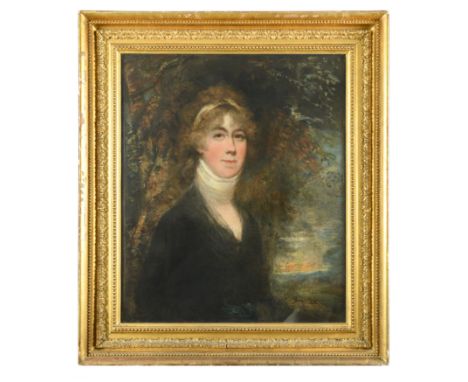 Circle of John Hoppner, RA (British, 1758-1810)Portrait of Lady Masterman-Sykes of Settrington (1766-1813) inscribed with the