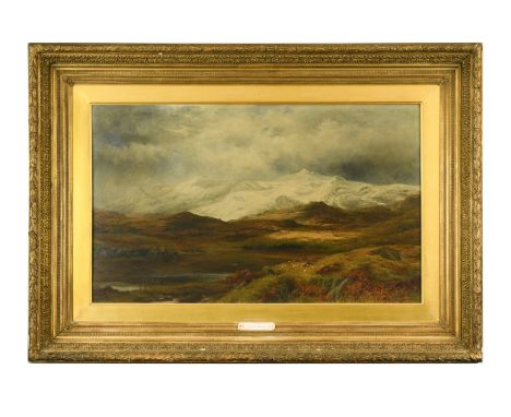 Charles Topham Davidson (British, b. 1848, exh. 1870-1902)'The First Snow on the Mountains, Llyn Helsi, North Wales' signed l