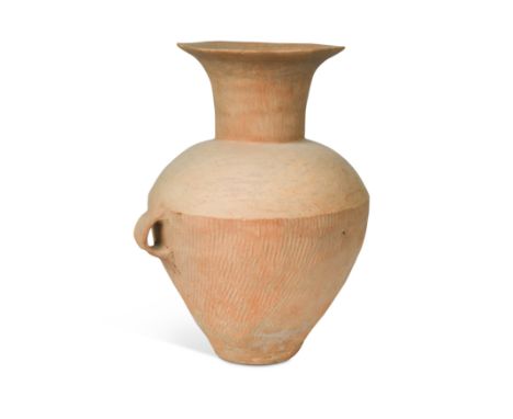 A Chinese pottery two handled vase, Neolithic,39.5cm highProvenance: The Roger Moss collectionCondition report: Possible rest