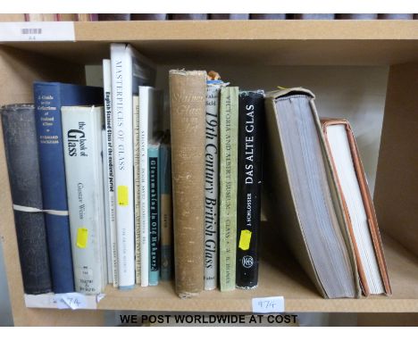 A collection of reference books relating to glass including Gustar Wise, The Book of Glass, Bernard Rackham, A Guide to the C