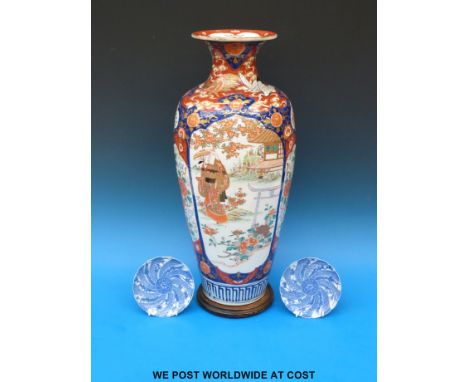 A Japanese Imari vase and two dishes