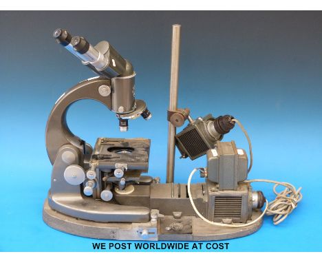 A C.Baker of London binocular microscope with light box etc 