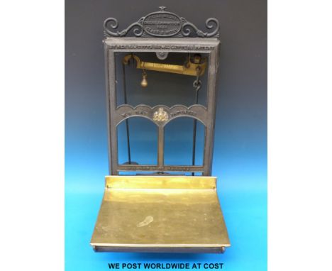 A W.G. Day patent small shop scale with weights, marked to top 'Prize medal Great Exhibition 1851' (height 67cm) 