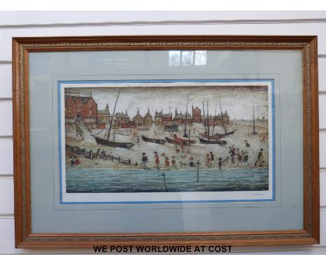 Lawrence Stephen Lowry R.A (1887-1976) print 'The Beach, Deal' signed in pencil by Lowry lower right and with blind stamp for