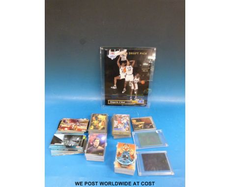 A large collection of collector/trade cards to include a set of Star Trek cards by Master Series, 1992 Marvel Masterpieces an