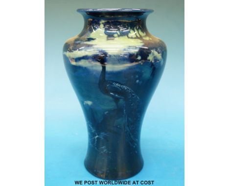 Royal Worcester Sabrina ware midnight peacock vase (H20cm)