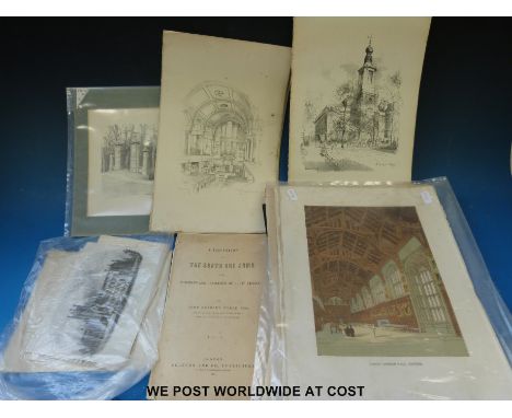 A collection of 19thC etchings including architectural 