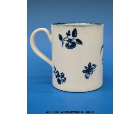 A first / Dr Wall period Worcester coffee can with flowers and butterfly pattern