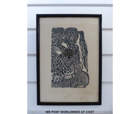 John Bratley lino cut print (29 x 20cm) 