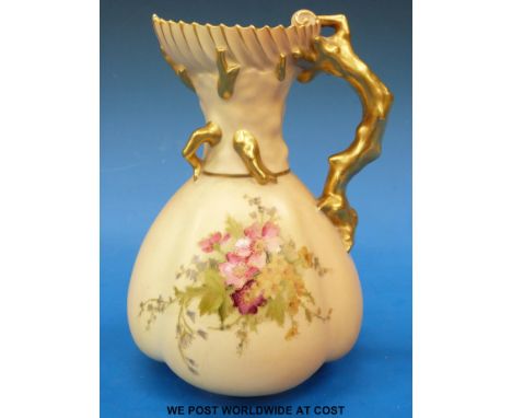 A Royal Worcester blush ivory jug, puce mark, shape no. 1507 (18.5cm tall) 