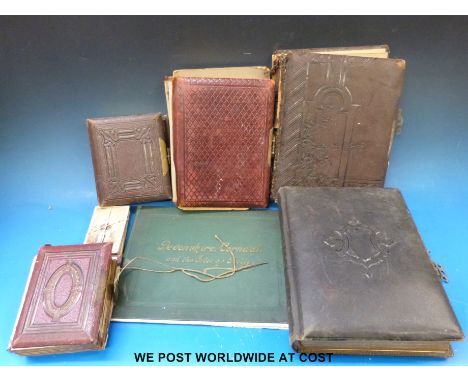 Five photo albums of interesting family portraits from the 19thC and a coloured portrait