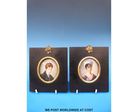 Three European portrait miniatures on porcelain (6.5cm x 5.5cm)