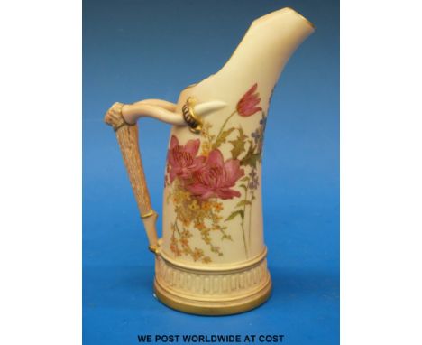 A Royal Worcester blush ivory tusk jug, shape no. 1116 (15cm tall) 