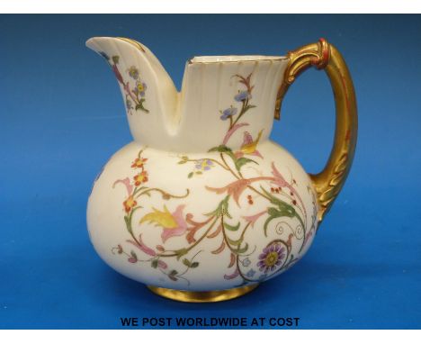 A Royal Worcester blush ivory pedestal cream jug, shape no 1438 (15cm tall) 