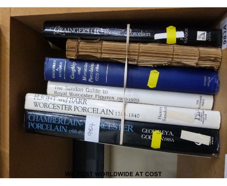 A collection of reference books relating to Royal Worcester porcelain to include Henry Sandon, Flight & Barr, Worcester Porce